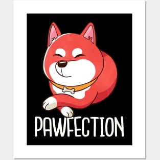 Cute Funny Happy Puppy Quote - Pawfection Artwork Posters and Art